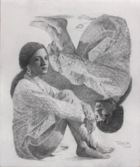 Tanweer Farooqi, 30 x 36 Inch, Graphite on Canvas, Figurative Painting, AC-TF-016